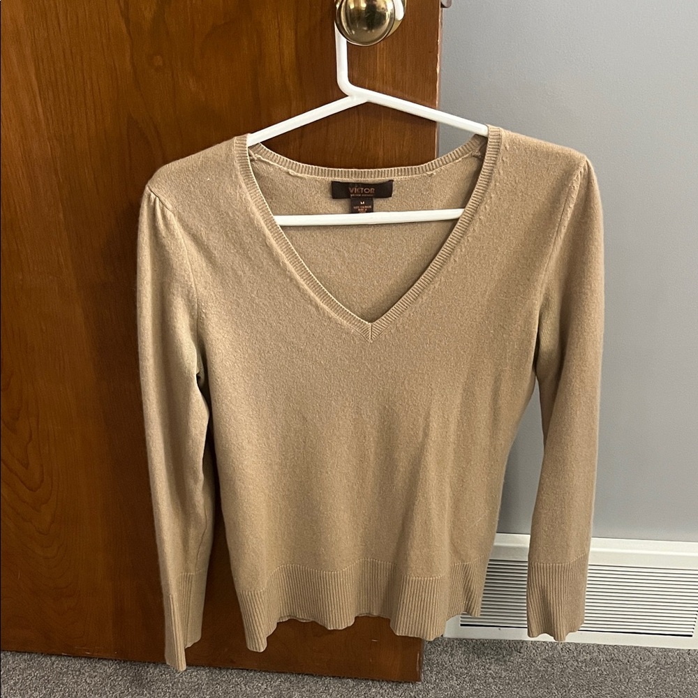 Victor Alfaro V-Neck Tan Sweater